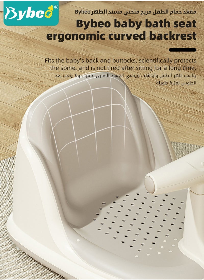 Bybeo - Baby Bath Seat, Baby Bathtub Seat with Water Thermometer, Infants Bathtub Chair with toys tray/ Strong Suction Cup/Non-Slip Soft Mat, Baby Bath Must-Have, with Shampoo Cap/Cup/Brush, Four ducky toys - Image 1
