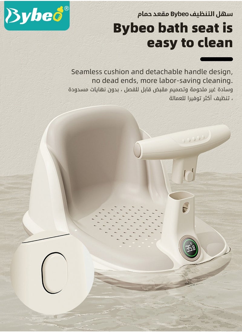 Bybeo - Baby Bath Seat, Baby Bathtub Seat with Water Thermometer, Infants Bathtub Chair with toys tray/ Strong Suction Cup/Non-Slip Soft Mat, Baby Bath Must-Have, with Shampoo Cap/Cup/Brush, Four ducky toys - Image 1