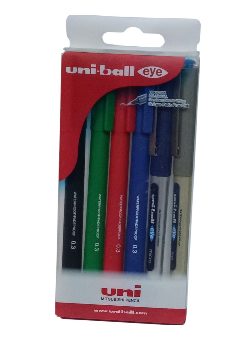 يوني بول مجموعة أقلام حبر سائل من 6 قطع متعدد الألوان - Image 5