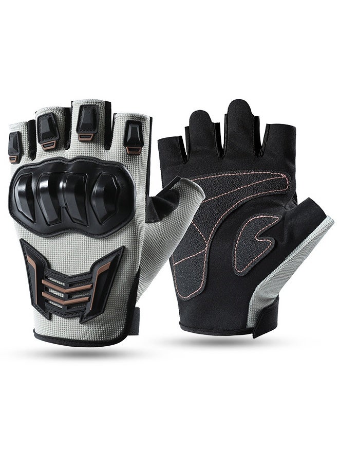 MECHANIC 2-Piece Half Finger Protective Gloves Motorcycle Anti-Slip Racing Gloves Touch Screen for BMX ATV MTB Riding Motorcycle Racing Cycling Road Racing Bicycle Climbing Cross Country Hiking Outdoor Sports - Image 1