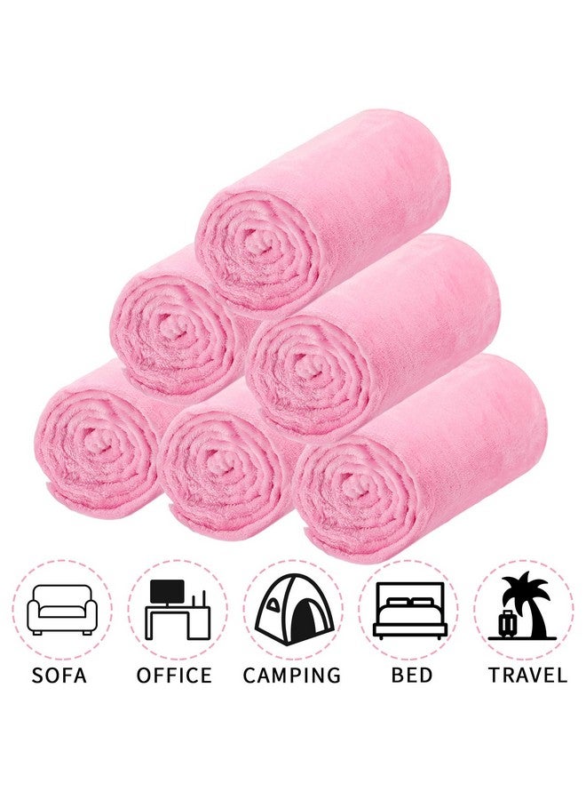 SmoothNovelty SmoothNovelty 6 Pcs Fleece Sleepover Blankets for Girls Soft Fuzzy Throw Blanket Bulk Warm Flannel for Spa Slumber Movie Night Wedding(Pink,40 x 60 Inch)  - Image 2