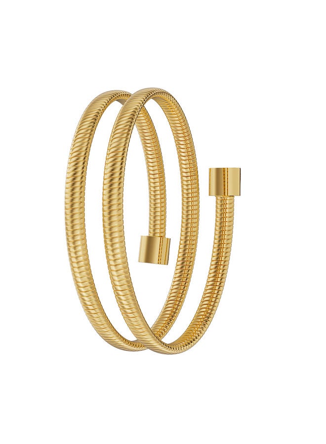 Saint Honore Paris Tubogas Round Side Motif Gold Plated Bangle Luxury Designer Jewelry - Image 3