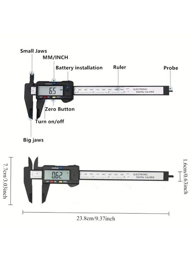 Digital Caliper 150mm With LCD Black Precision Measuring Tool - Image 2
