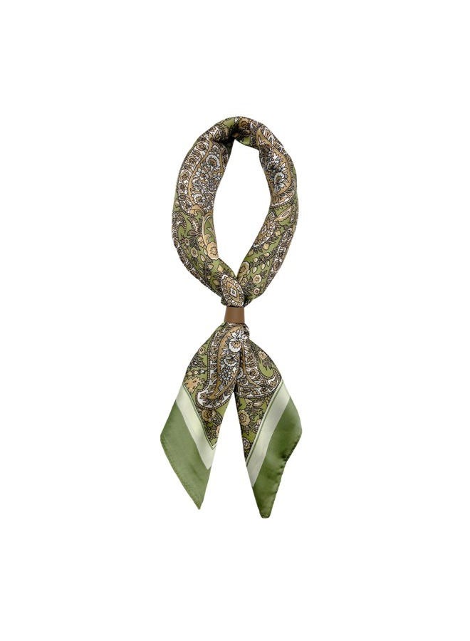 CYian Square Scarf for Men Silk Feel Neck Scarf Satin Bandana Neckerchief Head Scarves Fashion Gifts for Men Formal Casual Business, Green Brown, 70*70CM - Image 1