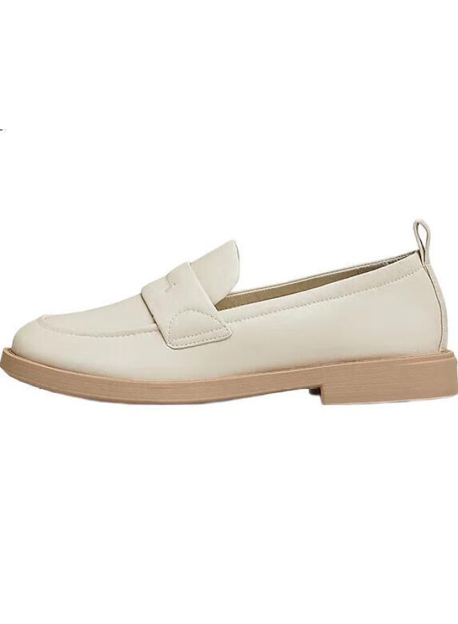 Bata Women'S Sheepskin Slip-On Loafers Autumn British Style Single Shoes Aya26Ca4 Beige Size 35 - Image 2