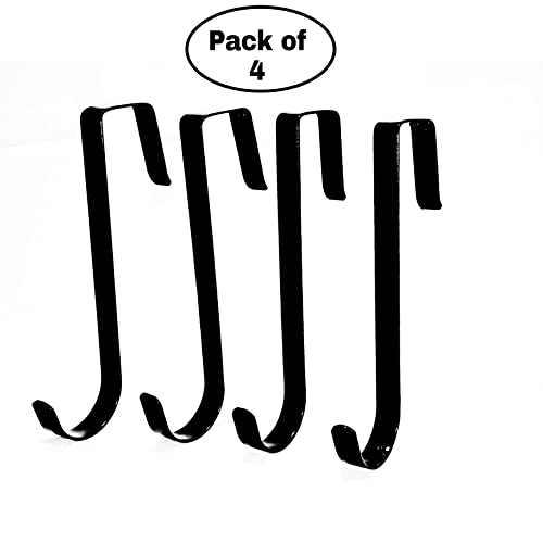 PLATIPUS Metal Over The Door Hook Hanger | Hanging Organiser Rack with No Drilling for Bathroom | Bedroom | Kitchen Pack of 4 (Black) - Image 5