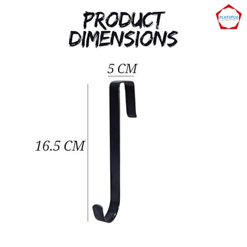 PLATIPUS Metal Over The Door Hook Hanger | Hanging Organiser Rack with No Drilling for Bathroom | Bedroom | Kitchen Pack of 4 (Black) - Image 3