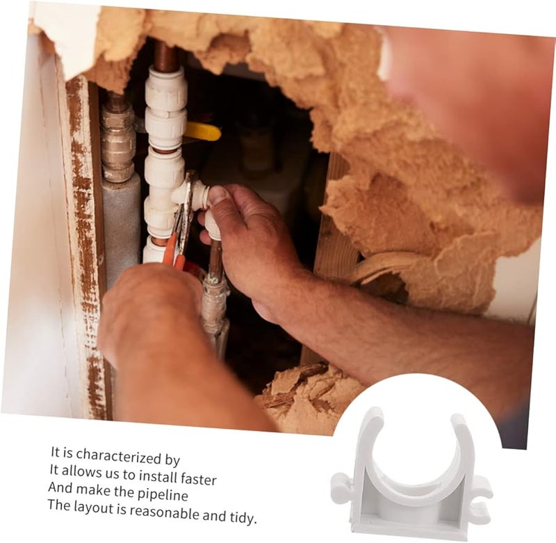 مشابك أنبوب بيضاء على شكل حرف U 3 3X2 3 سم دعم أنابيب لتركيبات السباكة والكابلات والغاز - Image 5