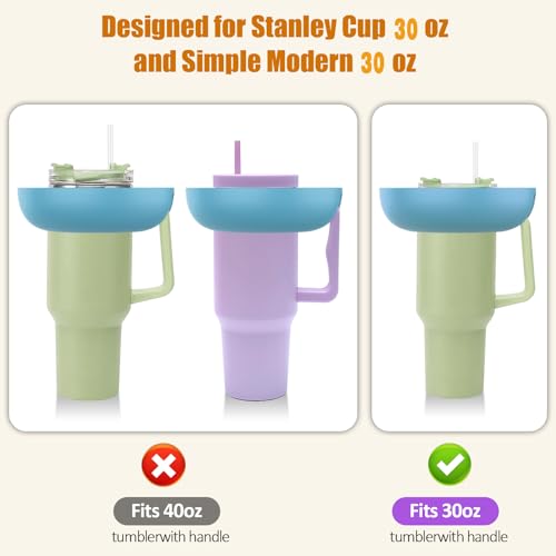 insefocc Snack Bowl for Stanley Cup 30 oz with Handle-Perfectly Compatible with Stanley Quencher H2.0 Tumbler 30 oz with Handle, Reusable Silicone Snack Tray, Stanley cup accessories (Cream Snack Bowl) - Image 2
