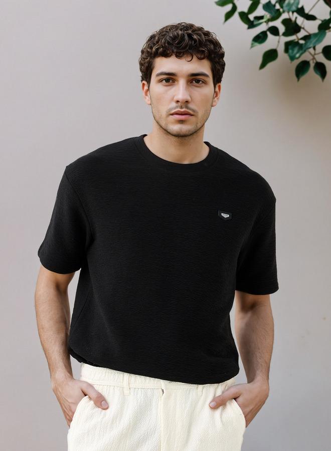 ايكونيك تيشيرت أوفرسيز أيقوني بنقوش بارزة - Image 1