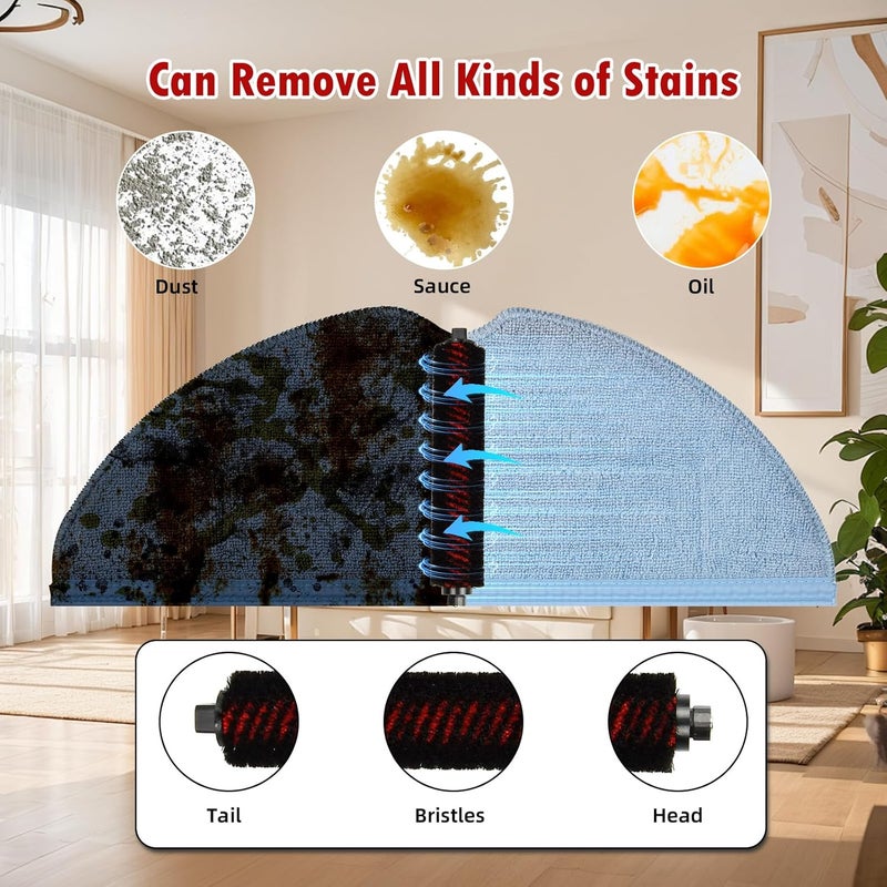 AnDongo 24 Pack Replacement Parts for Roborock S7 MaxV Ultra/S7 Pro Ultra Vacuum | 1 Main Brush, 1 Self-Cleaning Brush, 4 HEPA Filters, 4 Mop Pads, 6 Side Brushes, 6 Dust Bags, 1 Cleaning Brush, 1 Screwdriver - Image 4