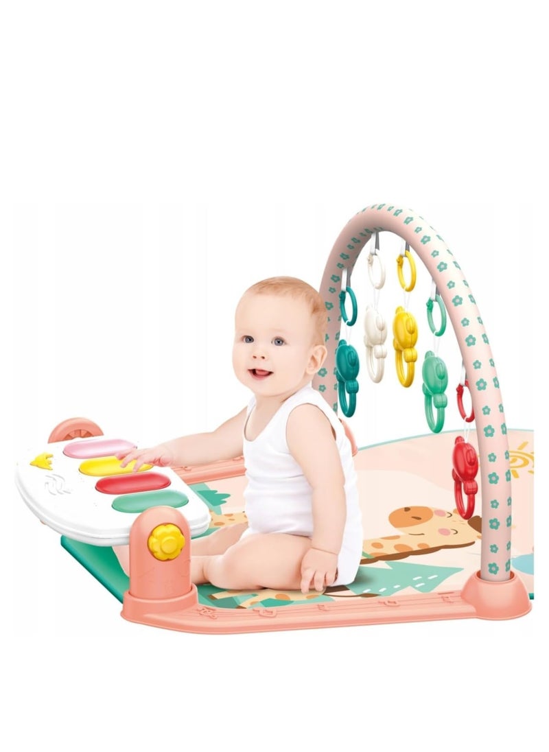 BAYBEE Baybee Owl Piano Baby Play Gym Mat for Babies, Activity Playgym for Baby with 5 Hanging Toys & Rotatable Piano | Baby Bedding Set Crawling mats for floor | Baby Play Gym Mat for Babies 0 to 12 Months  - Image 1