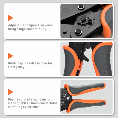IWISS iCrimp Ratchet Wire Crimping Tool Set, 5 Interchangeable Jaws for Heat Shrink,Insulated Nylon,Non-Insulated Terminals AWG20-2, Wire Stripper included - Image 5