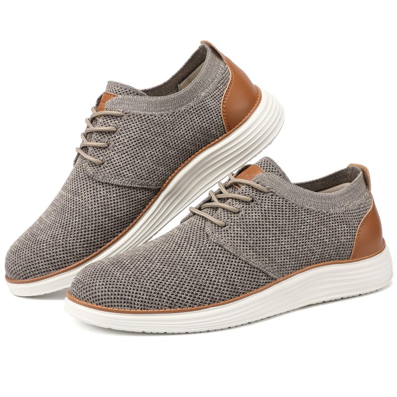 VILOCY Men's Fashion Dress Sneakers Casual Walking Shoes Business Oxfords Comfortable Breathable Lightweight Tennis Zapatos para Hombre Mottled Grey,US13 EU47 - Image 2