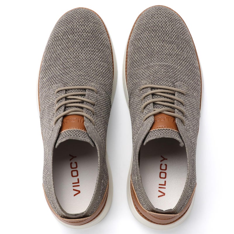 VILOCY Men's Fashion Dress Sneakers Casual Walking Shoes Business Oxfords Comfortable Breathable Lightweight Tennis Zapatos para Hombre Mottled Grey,US13 EU47 - Image 3