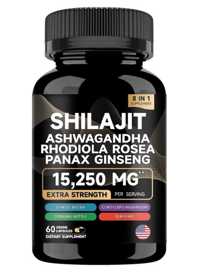 شيلاجيت آر إكس 9000mg الهيمالايا الصرفة shilachite 2000mg , ashwagandha الداعم للطاقة ، 1000mg رهوديولا ، 1500mg الجينسنغ ، 500mg الكركم ، 500mg الجنكه بيلوبا ، 250mg القراص الشائكة  - Image 1