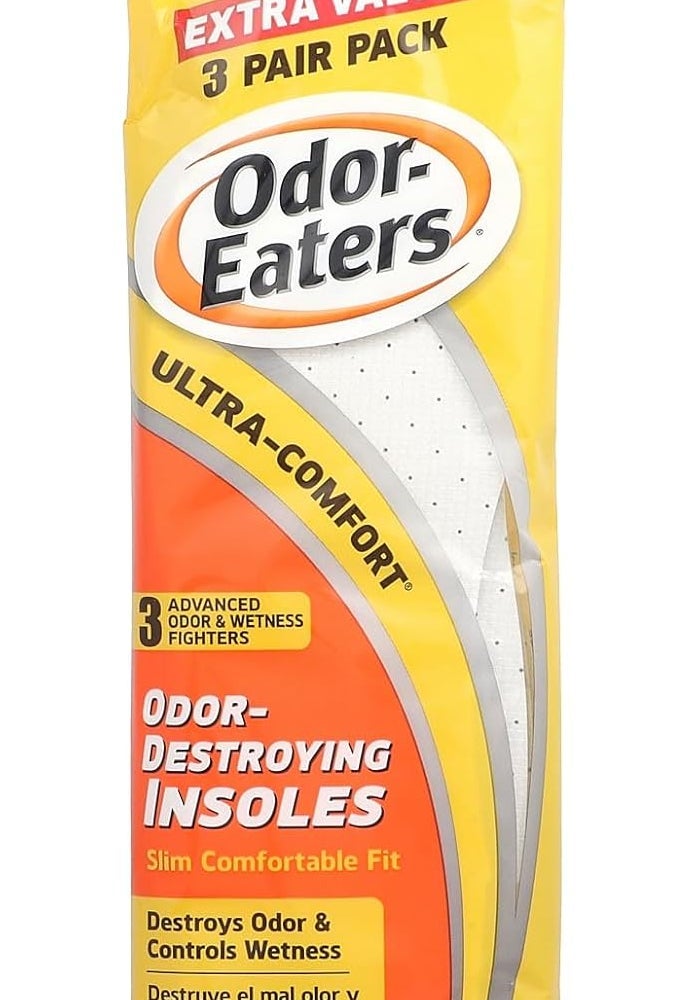 Odor-Eaters Ultra Comfort Odor-Destroying Insoles - Extra Value Pack with 3 Pairs, One Size Fits All - Image 1