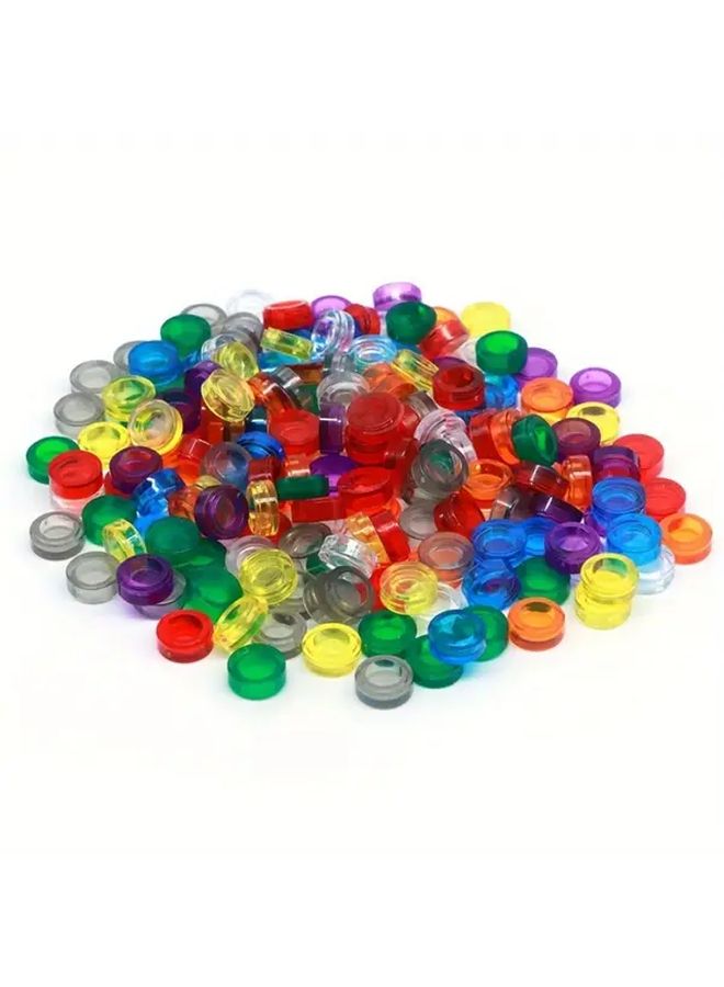 200pcs Transparent Colored 1x1 Flat Tile Dots Round Bricks MOC DIY Building Blocks Parts For Mosaic Portrait Art Design Children Toys - Image 2
