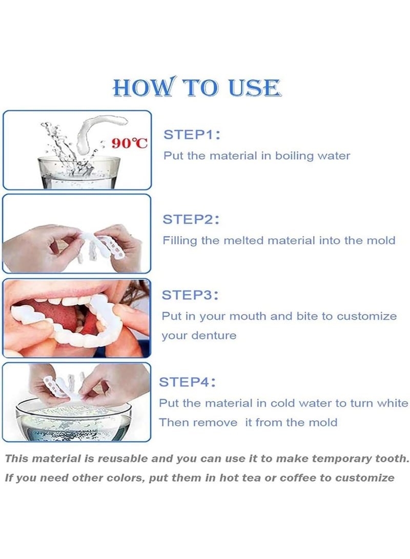 طقم أسنان مريح سهل التركيب للأسنان العلوية والسفلية، أبيض، غطاء تجميلي طبيعي المظهر لابتسامة خالية من العيوب وواثقة، زوج واحد - Image 3