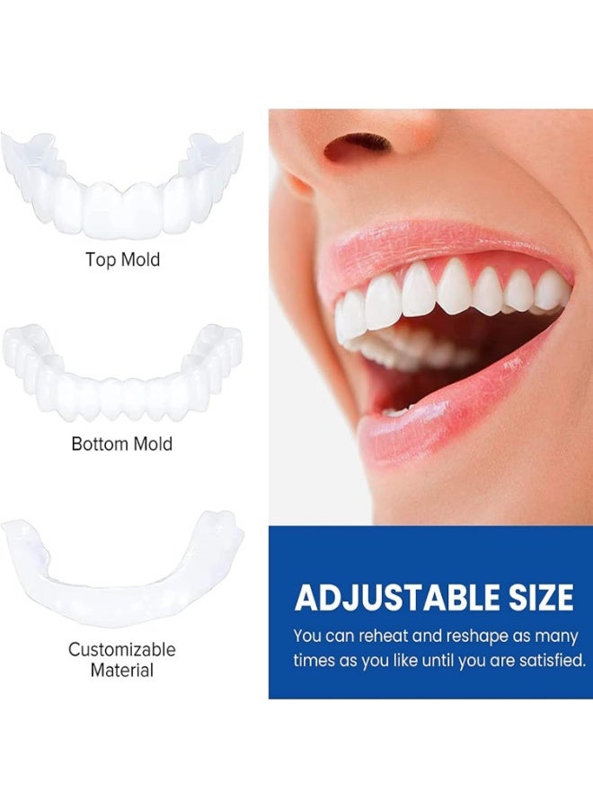طقم أسنان مريح سهل التركيب للأسنان العلوية والسفلية، أبيض، غطاء تجميلي طبيعي المظهر لابتسامة خالية من العيوب وواثقة، زوج واحد - Image 2
