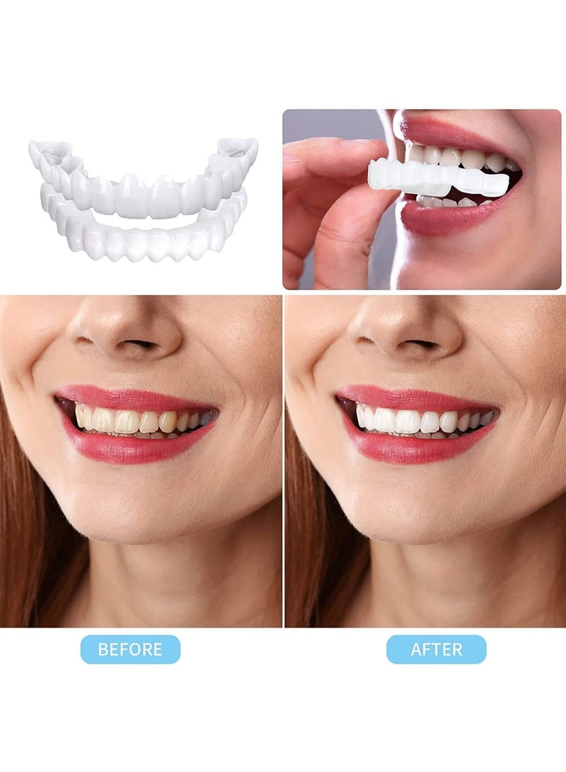 طقم أسنان مريح سهل التركيب للأسنان العلوية والسفلية، أبيض، غطاء تجميلي طبيعي المظهر لابتسامة خالية من العيوب وواثقة، زوج واحد - Image 5