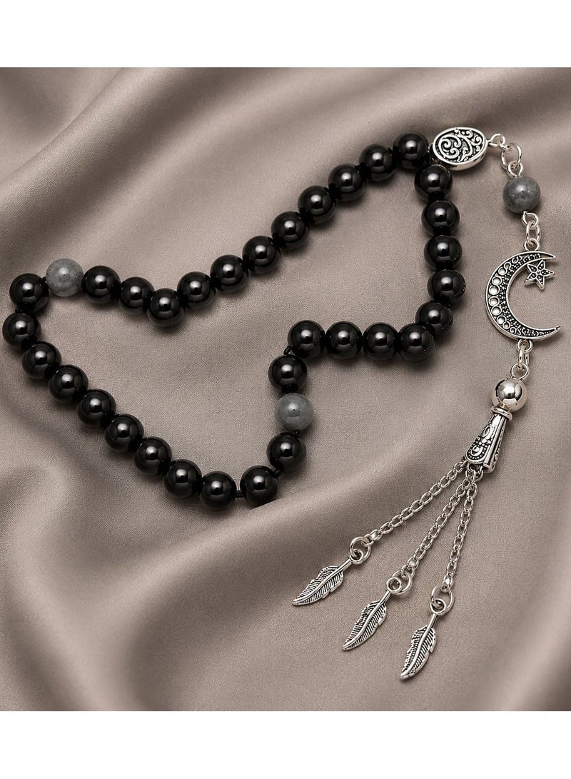 A Unique Rosary  Combination of Agate Stones with Natural Labradorite Stone for Daily Meditation, Prayer, Positivity & Peace – Perfect Gift for Any Occasion - Image 1