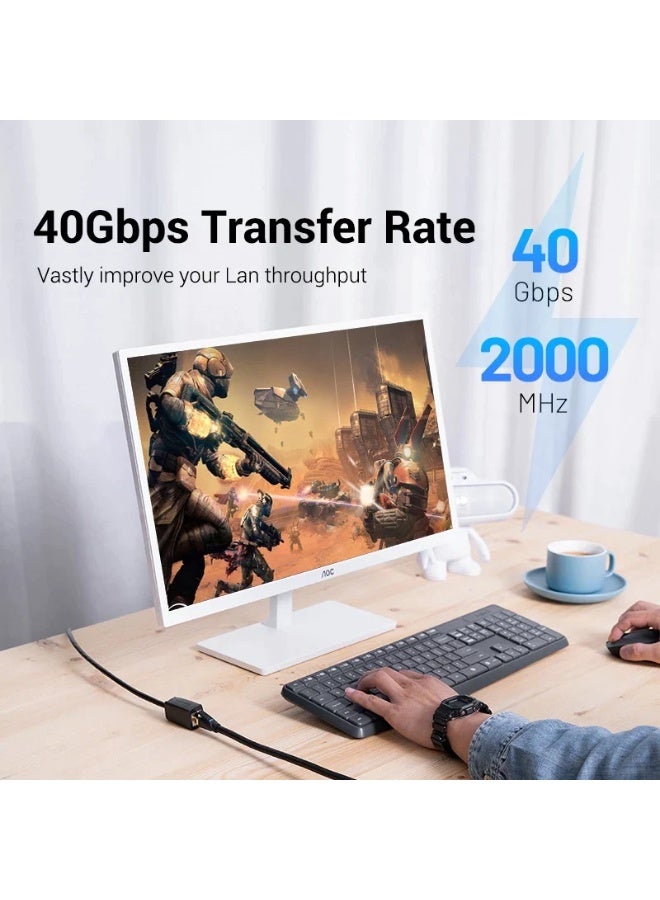 VENTION Cat.8 SSTP Extension Patch Cable 0.5M Black Model # IKHBD - Image 2