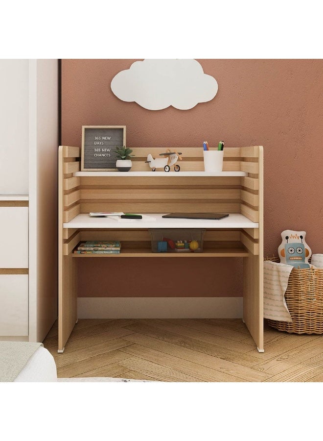 DANUBE HOME Guyana Study Desk With Adjustable Table Shelves | Computer Table I Office Desk Workstation | Modern PC Laptop Gaming Table | Wooden Study Table For Home Office L80xW48xH80cm -Oak  - Image 1
