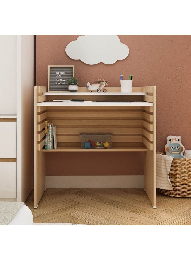 DANUBE HOME Guyana Study Desk With Adjustable Table Shelves | Computer Table I Office Desk Workstation | Modern PC Laptop Gaming Table | Wooden Study Table For Home Office L80xW48xH80cm -Oak  - Image 2