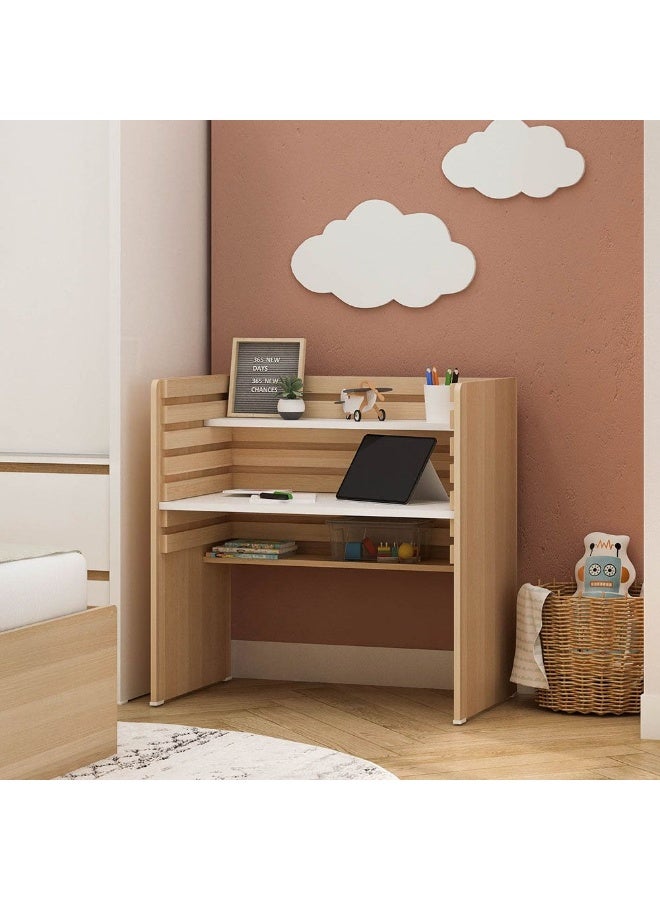 DANUBE HOME Guyana Study Desk With Adjustable Table Shelves | Computer Table I Office Desk Workstation | Modern PC Laptop Gaming Table | Wooden Study Table For Home Office L80xW48xH80cm -Oak  - Image 4