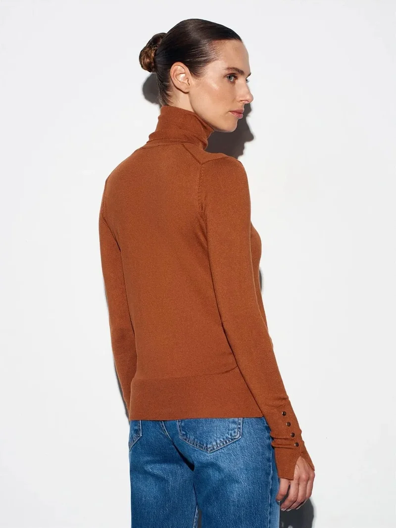 ديلفين Dilvin Women's Turtleneck Knit Sweater With Buttons