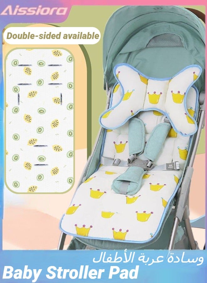 Aissiora Baby Seat Pad Soft and Breathable Stroller Liner Reversible Cotton Newborn Cushion Pad Universal for Baby Carrier Pram Non Slip Thick Padding  - Image 1