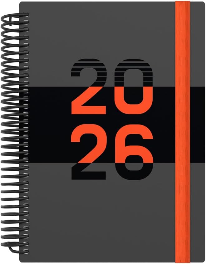 Collins - Delta - 2026 12 Month Calendar Year Planner, Day-To-Page with 1/2 Hourly Appointments Diary, A5 Wiro Bound Cover - Orange (FP51.44-26) - Image 1