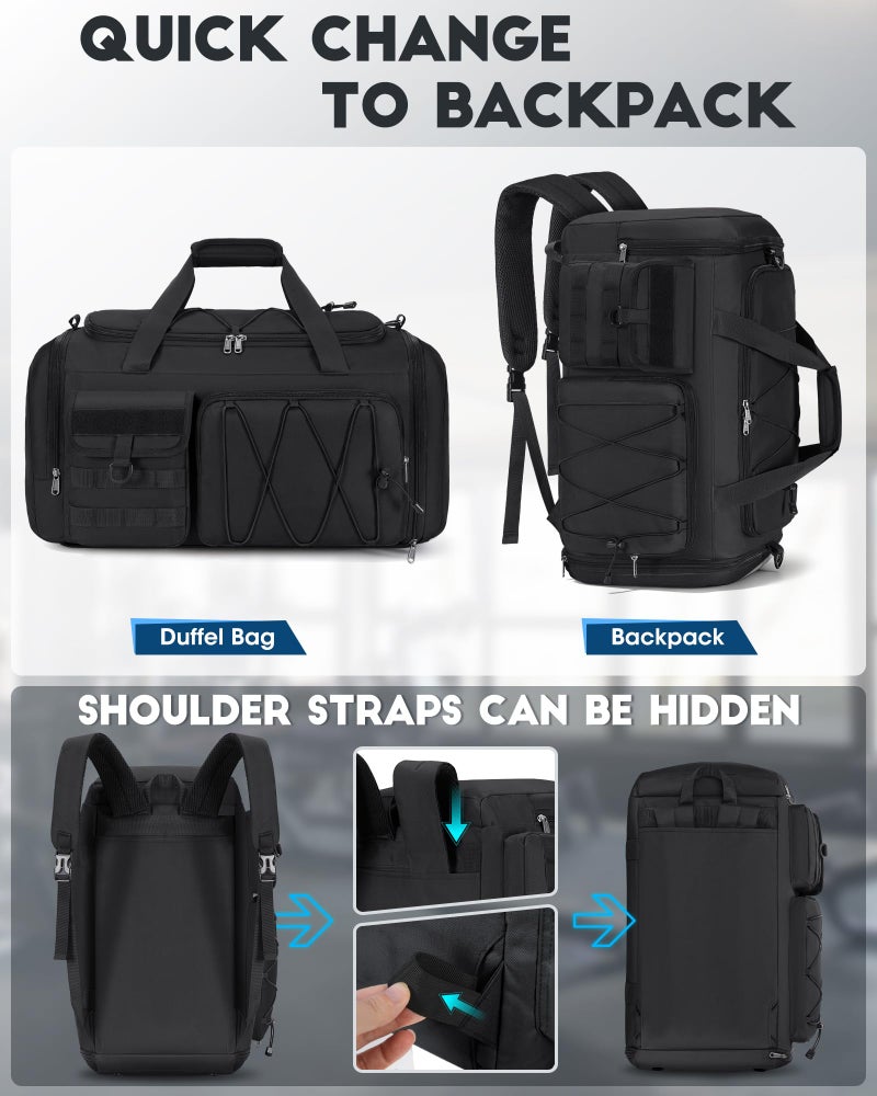SDYSM Gym Bag for Men 45L Sports Duffel Bags 3-in-1 Travel Duffel Bag with Shoe Compartment, Gym Workout Backpack Carry On Weekender Bag Overnight Bag for Travel, Black - Image 4