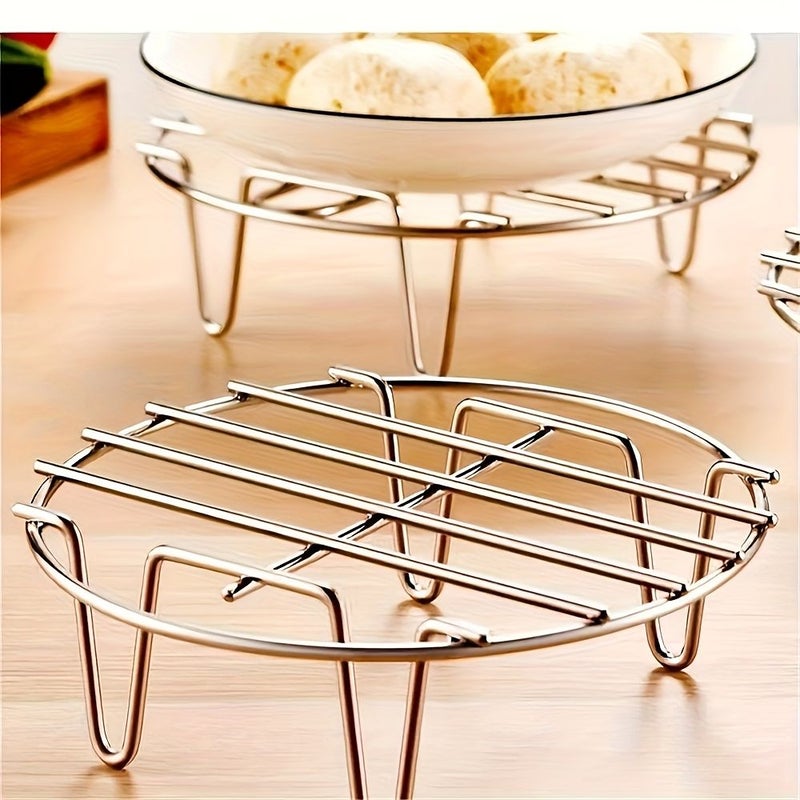 3pcs Stainless Steel Round Steaming Rack Set For Air Fryer Soup Pot Cooking - Image 5