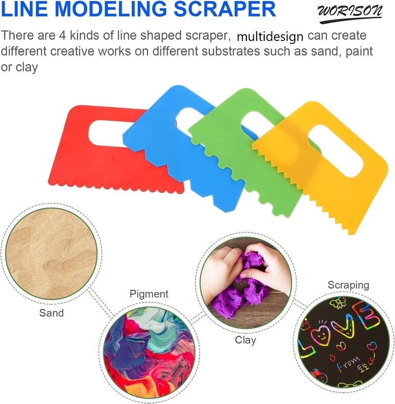 Worison 4Pcs Paint Scrapers Plastic Putty Painting Art Craft Drawing Tools - Image 4