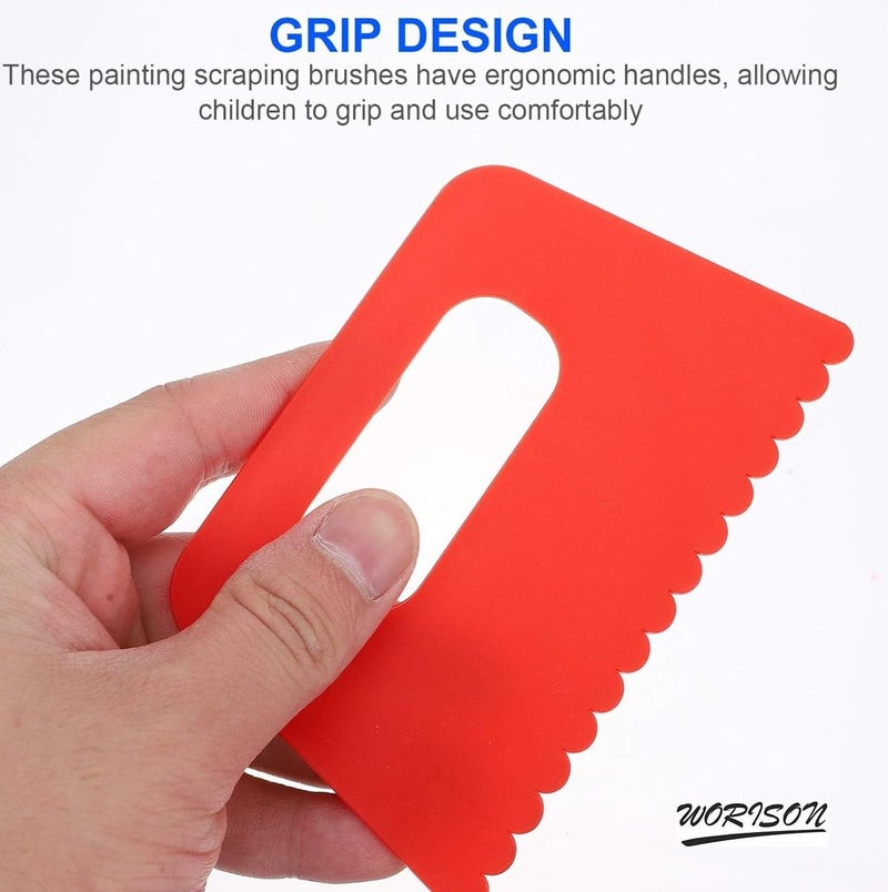 Worison 4Pcs Paint Scrapers Plastic Putty Painting Art Craft Drawing Tools - Image 5
