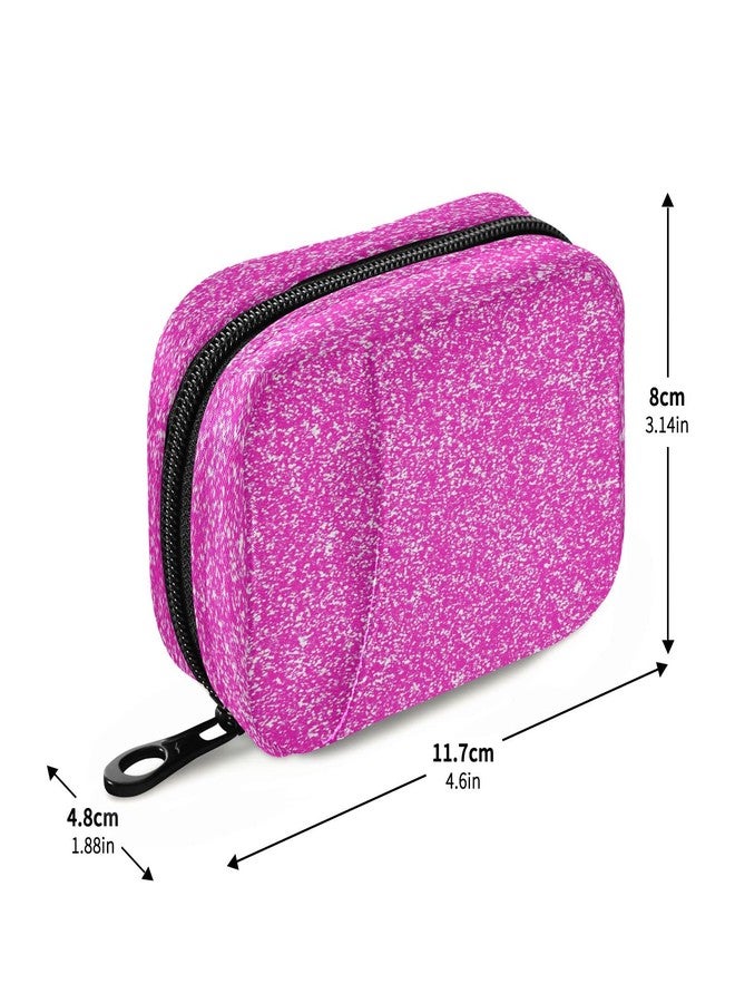 Pfrewn Magenta Hot Pink Fuchsia Glitter Sparkle Pill Organizer Case 7 Day Small Cute Bling Travel Pill Box with Zipper Portable Weekly Vitamin Medicine Supplement Holder Pouch Bag - Image 3