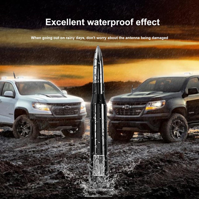 Engirette Car Truck Antenna with Valve Stem Cap American Flag Universal Short Replacement for GMC Sierra Chevy Silverado Dodge Ram 1500 2500 3500 Ford F150 F250 F350 Super Duty Raptor Accessories, Chrome - Image 5