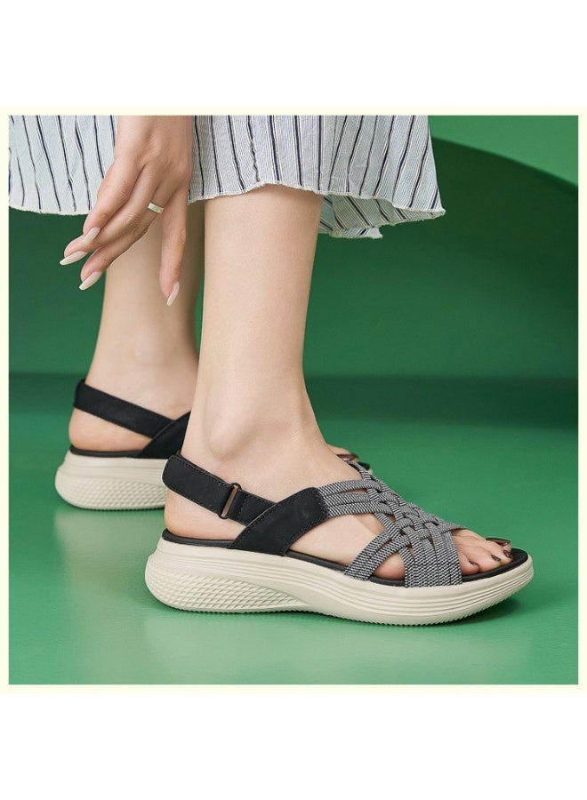 NIBEMINENT Summer    Casual Lightweight Rubber Thick-Soled Sandals Comfortable Lightweight Velcro Sports  - Image 3