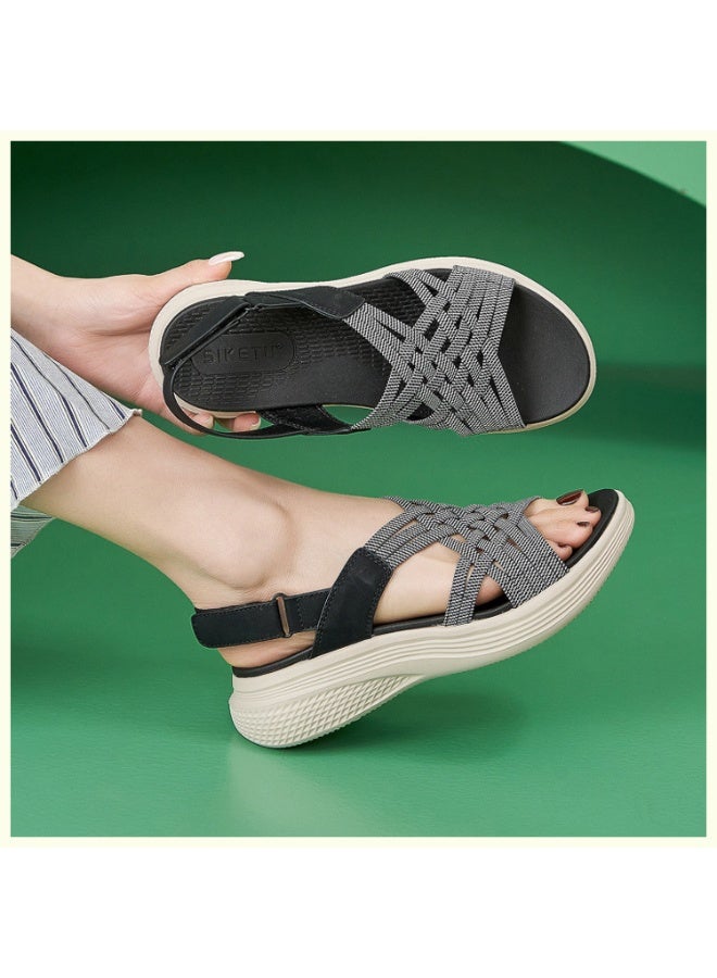 NIBEMINENT Summer    Casual Lightweight Rubber Thick-Soled Sandals Comfortable Lightweight Velcro Sports  - Image 2