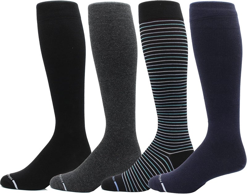 Dr Motion 4 Pairs Men's Athletic Traveler Graduated Compression Knee High Socks - Image 1