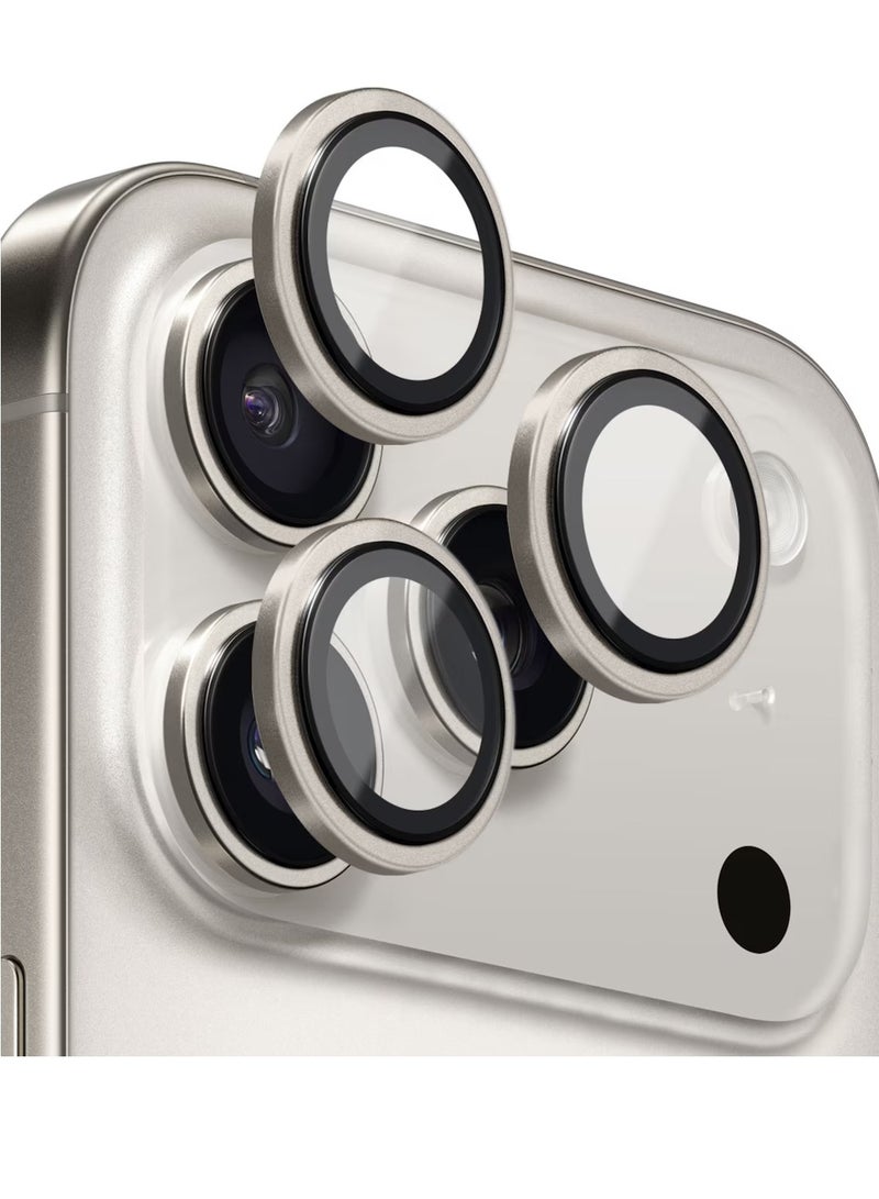 TIGER Compatible for iPhone 17 Pro / iPhone 17 Pro Max Camera Lens Protector, AR Lens Protector Auto Installation,9H Tempered Glass,AR+AF Metal Individual Ring - Natural Titanium - Image 1