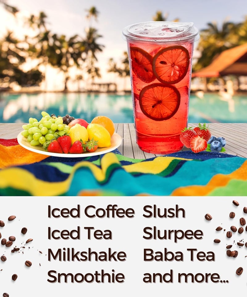 Aatriet 100 Pack 32 oz Clear Plastic Cups with Strawless-Sip-Lids, Disposable Cups Plastic Iced Coffee Cups, To Go Cups with Sip Through Lids for Smoothie, Milkshake, Cold Drinks for Party, Wedding, Event - Image 5