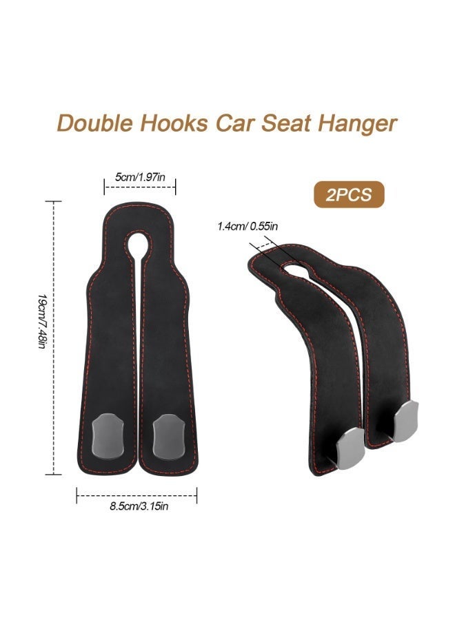 Seayoo 2 Pack Double Hooks for Car Seat Back , Car Seat Double Hook Back Hook, Leather Storage Hook, Car Headrest Hook, Bag Hook, Car Seat Hook for Handbags - Image 4