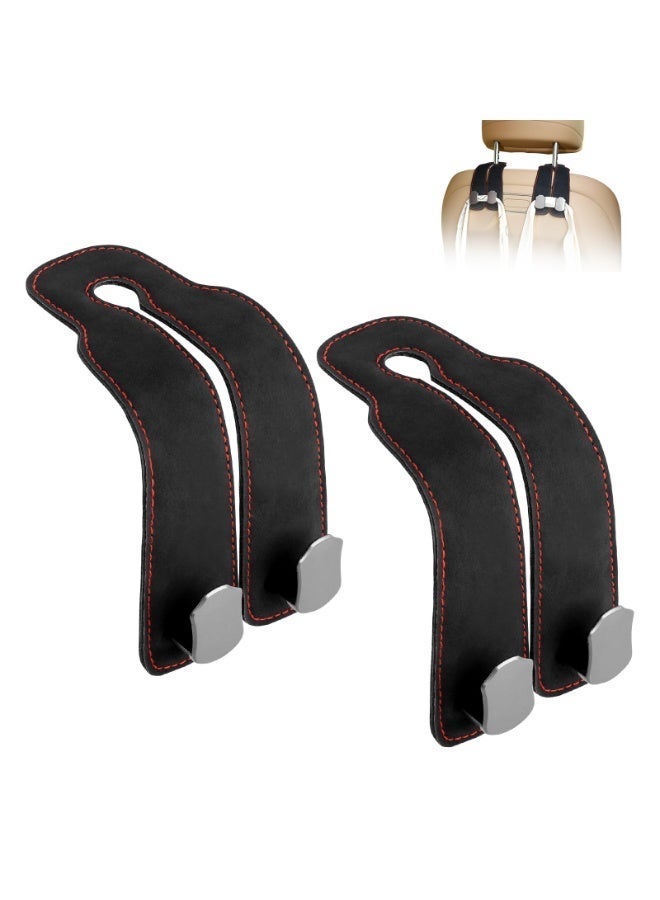 Seayoo 2 Pack Double Hooks for Car Seat Back , Car Seat Double Hook Back Hook, Leather Storage Hook, Car Headrest Hook, Bag Hook, Car Seat Hook for Handbags - Image 1