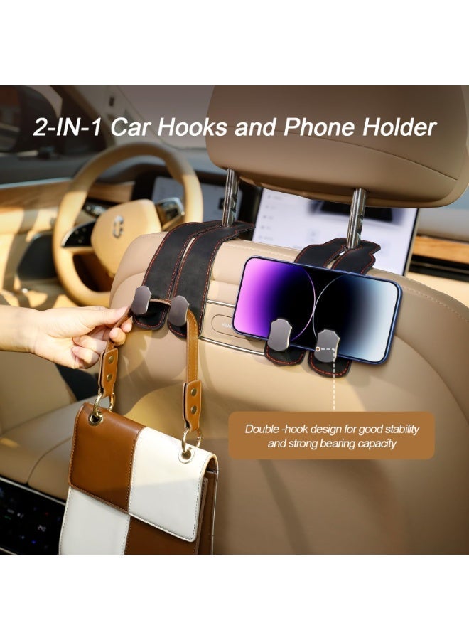 Seayoo 2 Pack Double Hooks for Car Seat Back , Car Seat Double Hook Back Hook, Leather Storage Hook, Car Headrest Hook, Bag Hook, Car Seat Hook for Handbags - Image 2