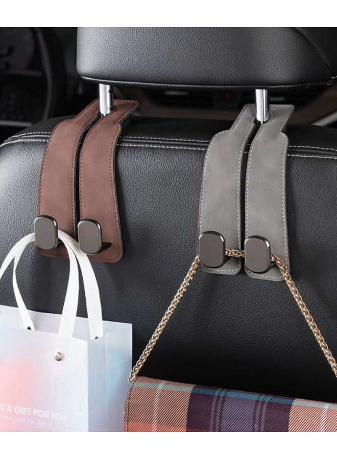 Seayoo 2 Pack Double Hooks for Car Seat Back , Car Seat Double Hook Back Hook, Leather Storage Hook, Car Headrest Hook, Bag Hook, Car Seat Hook for Handbags - Image 3