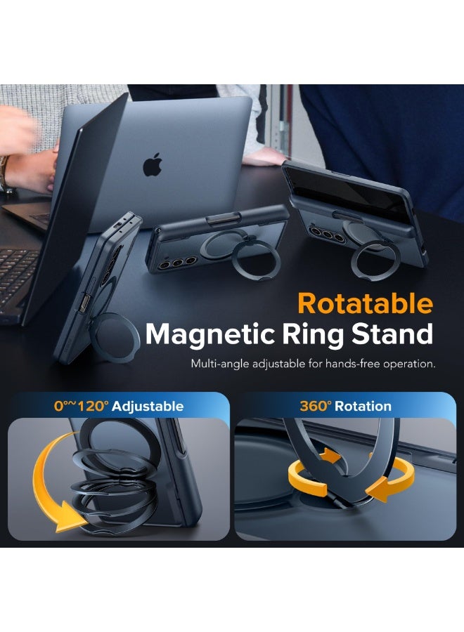 موبوسي غطاء هاتف سامسونج جالكسي زد فولد 6 مع حامل دائري دوار وواقي شاشة للخصوصية، متوافق مع MagSafe، حماية عسكرية تصل إلى 18 قدم، غطاء نحيف مقاوم للصدمات بالمغناطيس، أسود - Image 3