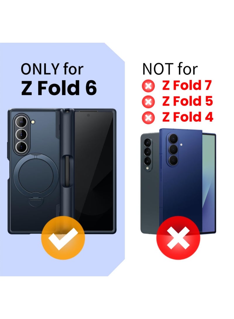 موبوسي غطاء هاتف سامسونج جالكسي زد فولد 6 مع حامل دائري دوار وواقي شاشة للخصوصية، متوافق مع MagSafe، حماية عسكرية تصل إلى 18 قدم، غطاء نحيف مقاوم للصدمات بالمغناطيس، أسود - Image 5